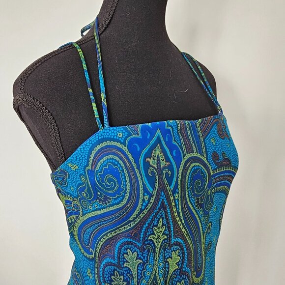 Women's Green/Blue Paisley Print Summer Dress By City Triangles, Size 7 - Picture 9 of 15